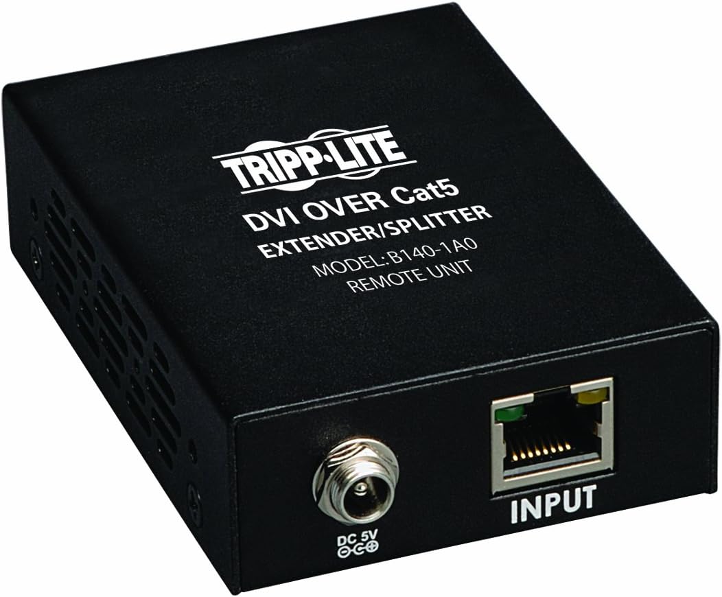 Tripp Lite DVI over Cat5 / Cat6 Extender, Extended Range Video Receiver 1920x1080 at 60Hz(B140-1A0),Black