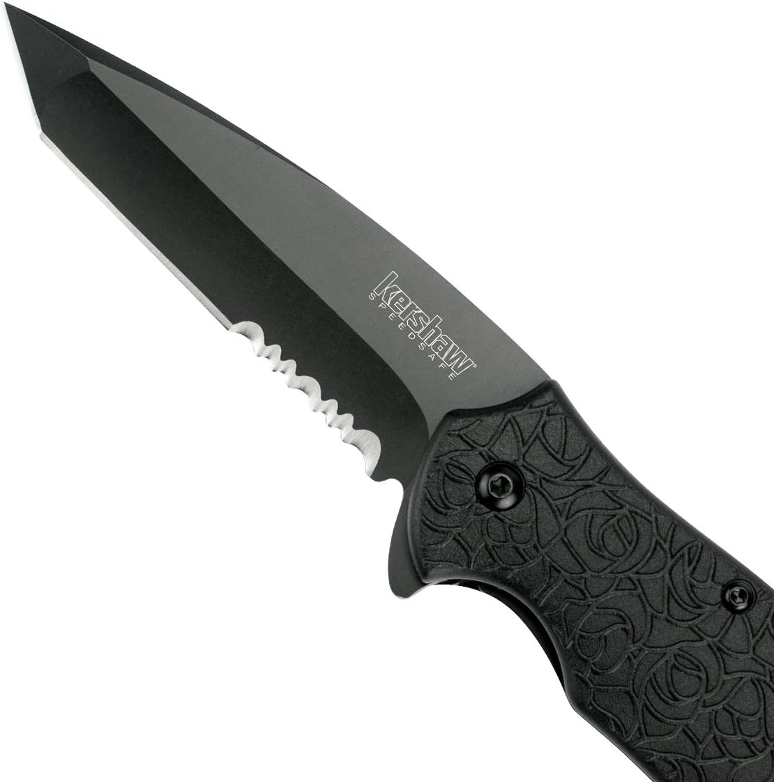 Kershaw Kuro Tanto Assisted Opening Knife (3.125" Black Serr) 1835TBLKST