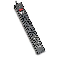 Tripp Lite 4 Outlet Surge Protector Power Strip, 6ft Cord, 450 Joules, 4 USB Charging Ports, Led, 10K Insurance (TLM446USBB), 14.25in. X 4.75in. X 2.00in Black