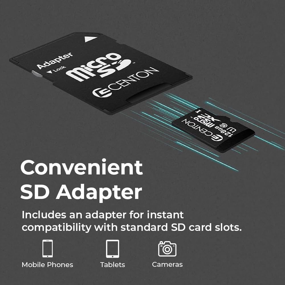 Centon Electronics Micro SD Card, UHS-I / A1 / V10 / U1 / Class 10 Flash Memory Card for Phones, Tablets, Cameras, and More