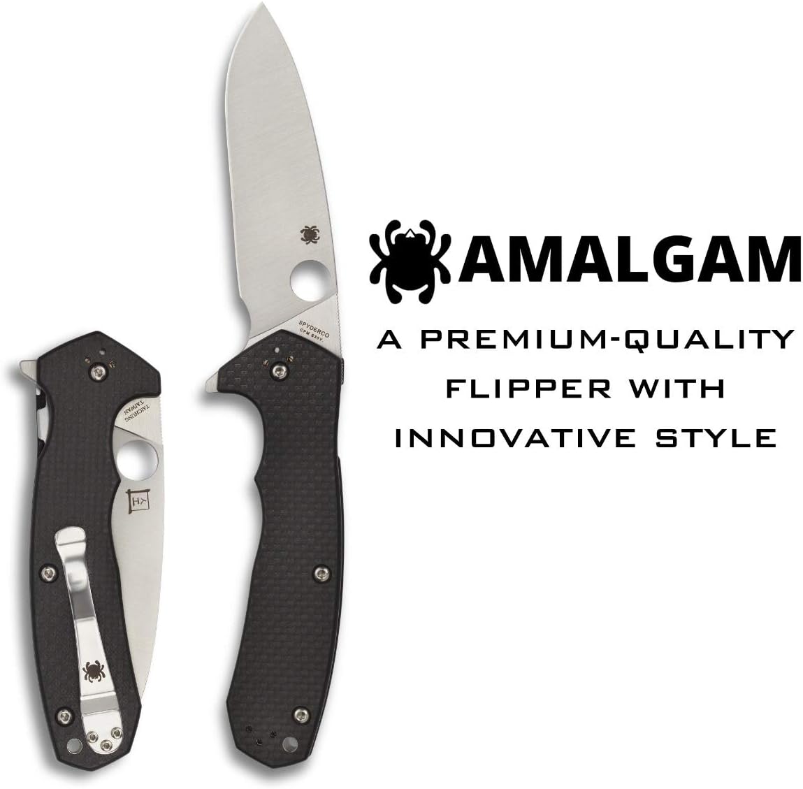 Spyderco Amalgam Premium Flipper Knife with 3.8" CPM S30V Stainless Steel Blade and Textured Carbon Fiber G-10 Handle