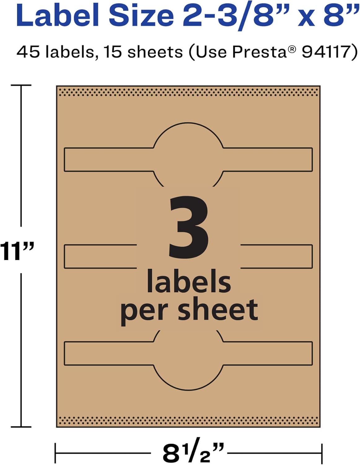AVERY Kraft Brown Wraparound Band Labels, Sure Feed Technology, 2-3/8" x 8"