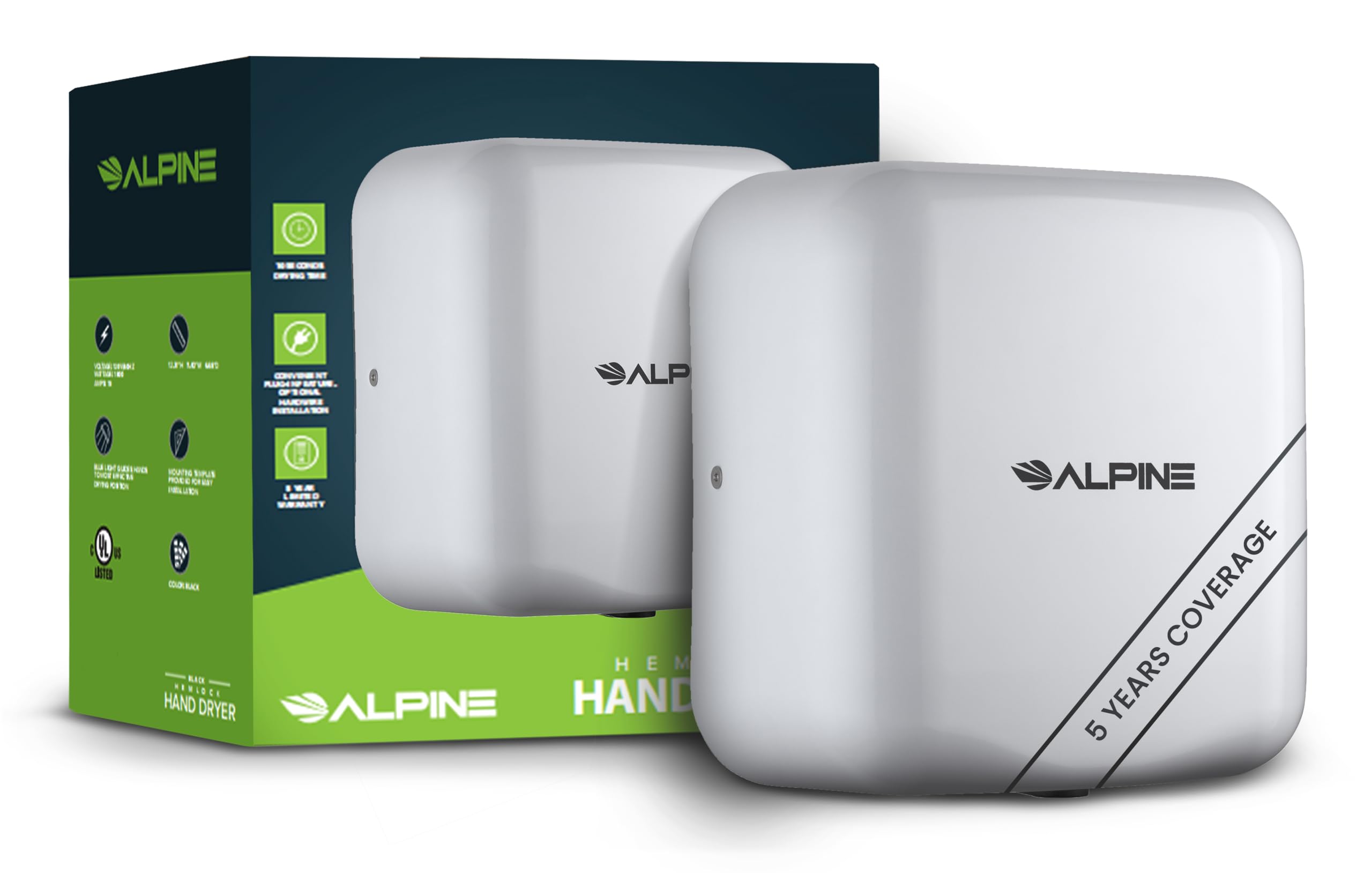 Alpine Hemlock Commercial Automatic High-Speed Stainless Steel Hand Dryer (110-120V)
