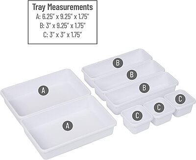 MIND READER Drawer Organizer Set, Multi-Piece Storage Trays for Kitchen, Bathroom, Office & More