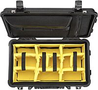 Pelican 1510SC Polycarbonate Studio Case, Black with Padded Yellow Foam Dividers