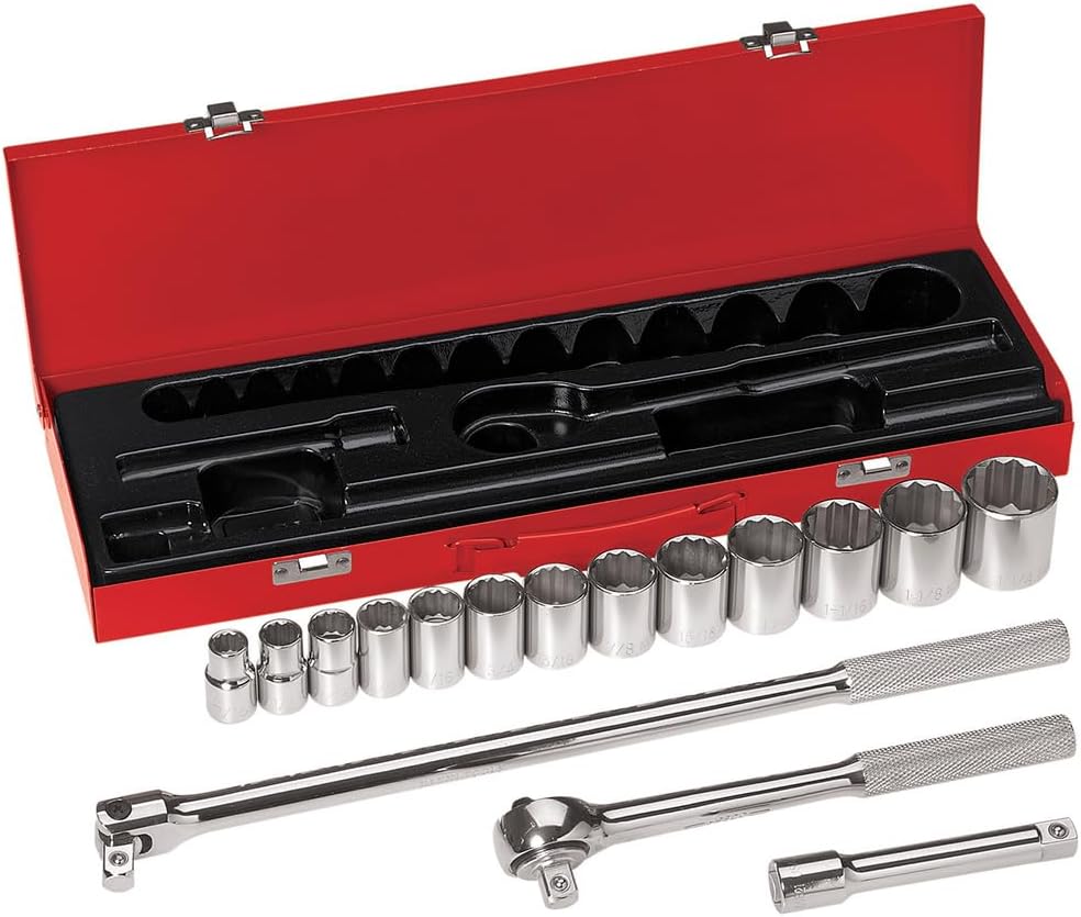 Klein Tools Socket Set with Hinged Metal Storage Box