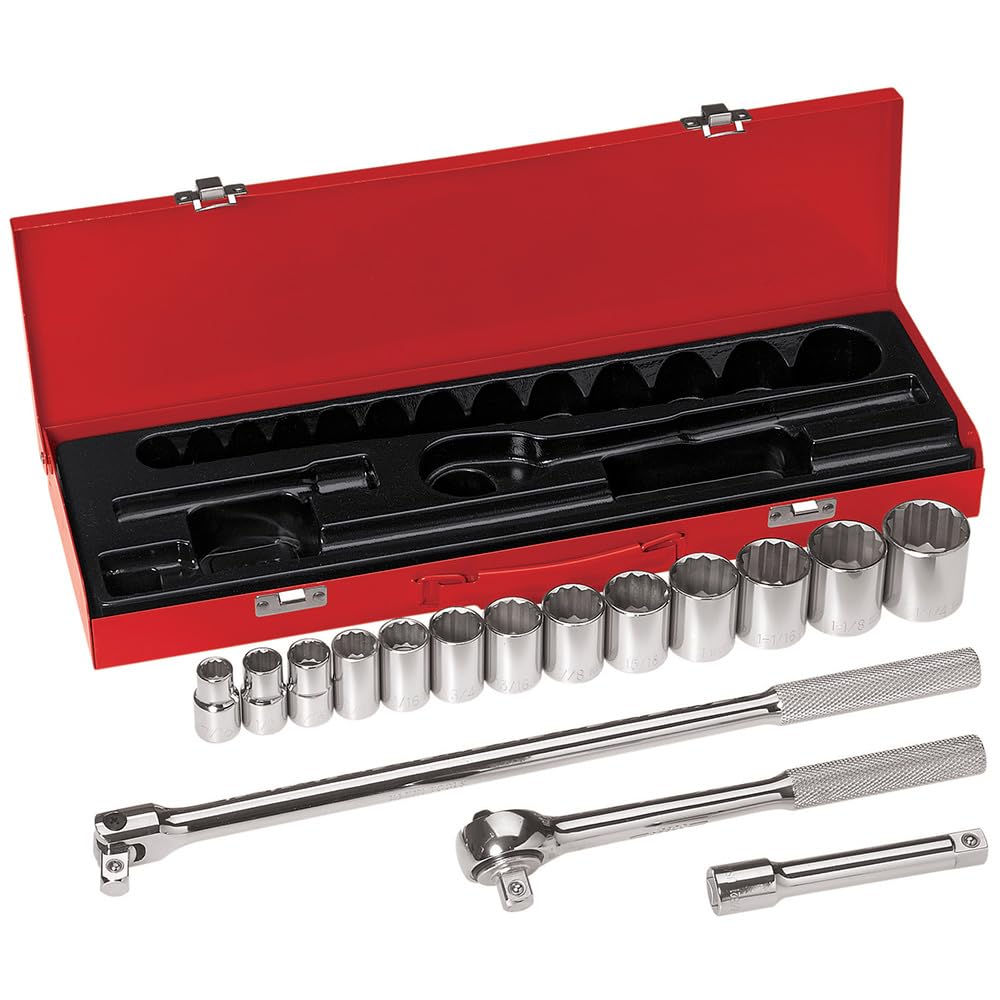 Klein Tools Socket Set with Hinged Metal Storage Box