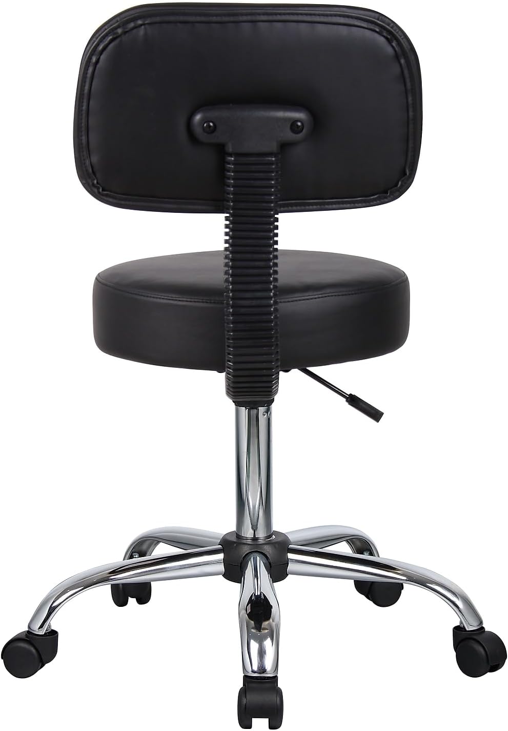 BOSS OFFICE PRODUCTS Medical Stool with Back, Antimicrobial Vinyl, Chrome Base