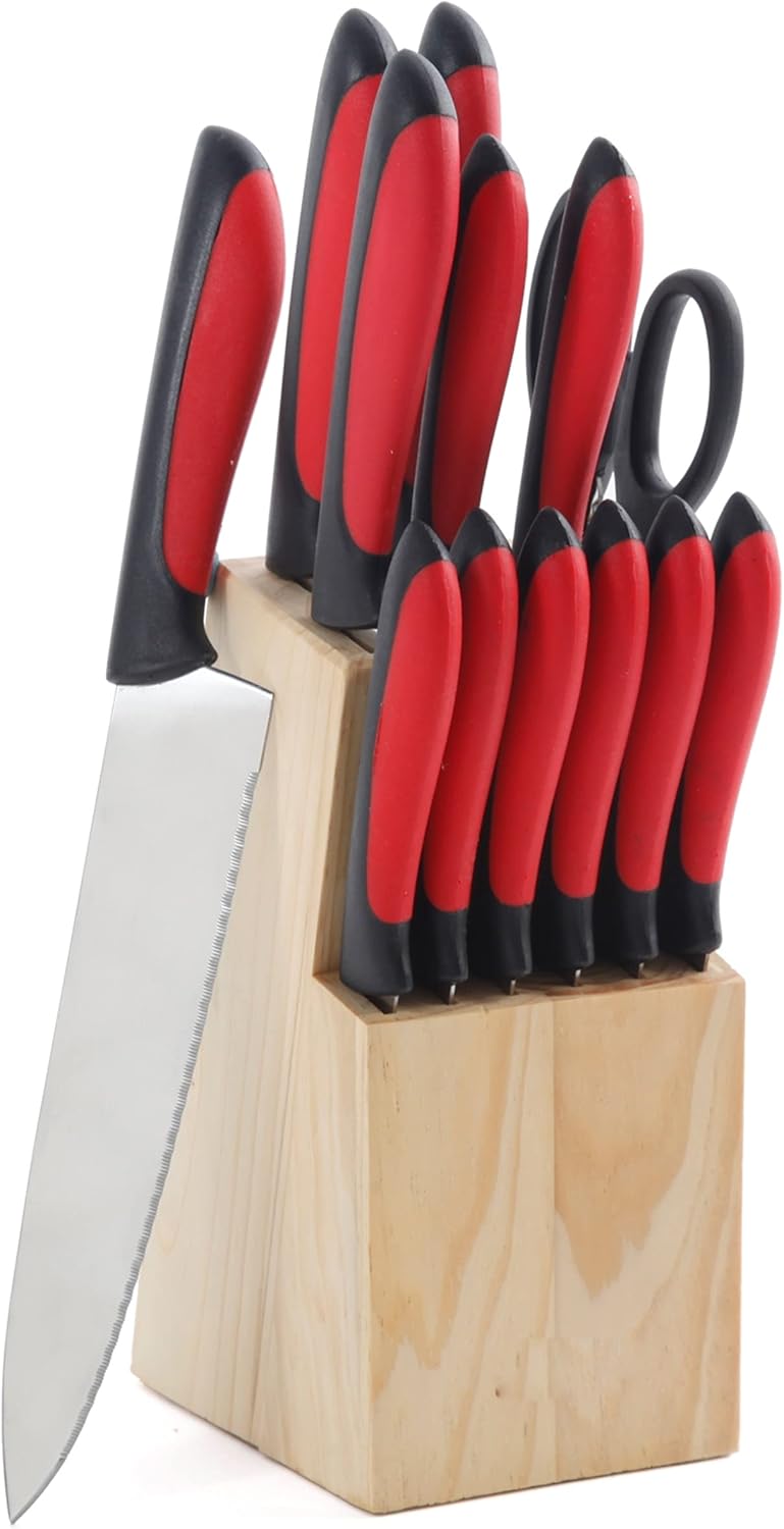MegaChef 14-Piece Cutlery Set, Red
