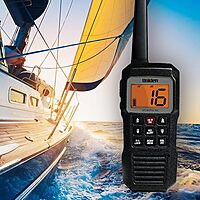 Uniden Atlantis 155 Handheld Two-Way VHF Marine Radio, Floating IPX8 Submersible Waterproof, Dual-Color Screen