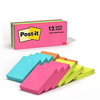 Post-it Mini Notes, 1 3/8 in. x 1 7/8 in., 12 Sticky Notes Pads, 100 Sheets per Pad, Poptimistic Collection