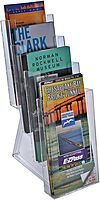Azar Displays 4-Pocket Crystal Styrene Tiered Modular Brochure Holders, 13 1/4inH x 4 1/2inW x 7 1/2inD, Clear, Pack Of 2