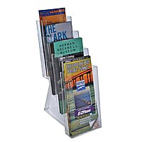 Azar Displays 4-Pocket Crystal Styrene Tiered Modular Brochure Holders, 13 1/4inH x 4 1/2inW x 7 1/2inD, Clear, Pack Of 2