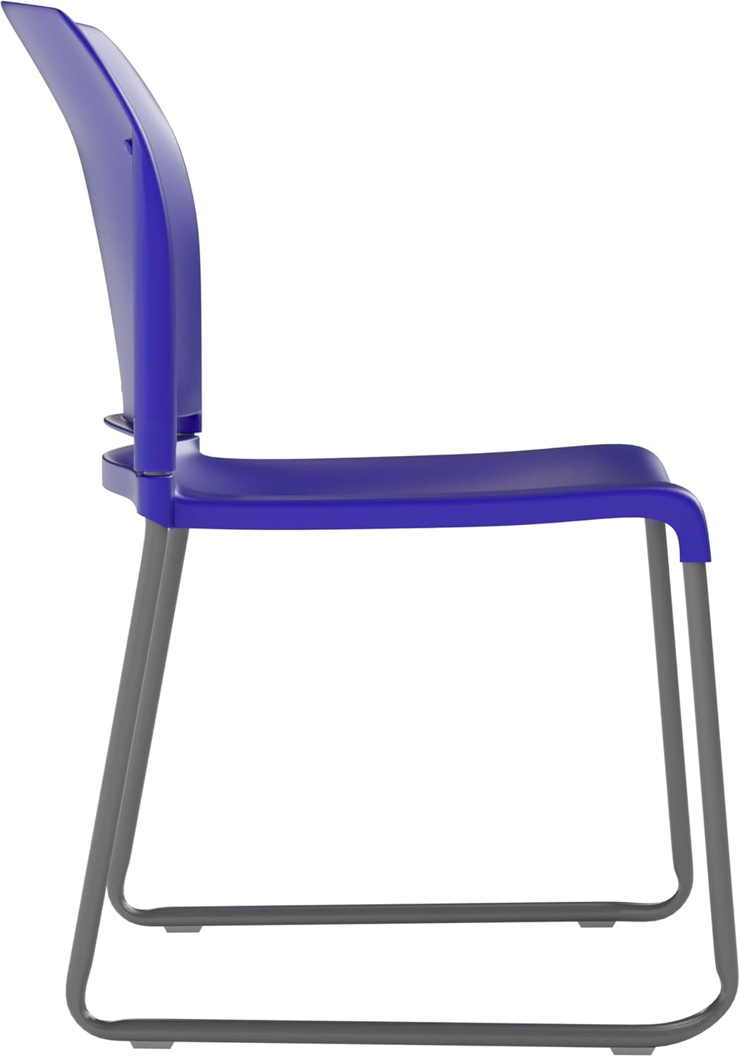 Flash Furniture Hercules Series 880 lb. Capacity Blue Full Back Contoured Stack Chair with Gray Powder Coated Sled Base