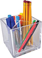 Azar Displays 556358 Cube Pencil Holder With Divider Desk Organizer, 5" Pack of 2