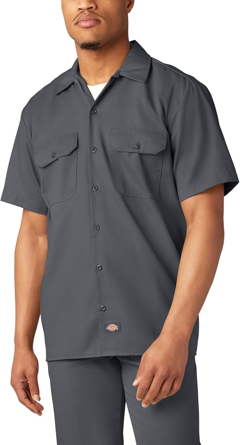 DICKIES Men's Short Sleeve Twill Work Shirt - Button-Front