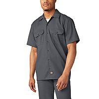 DICKIES Men's Short Sleeve Twill Work Shirt - Button-Front