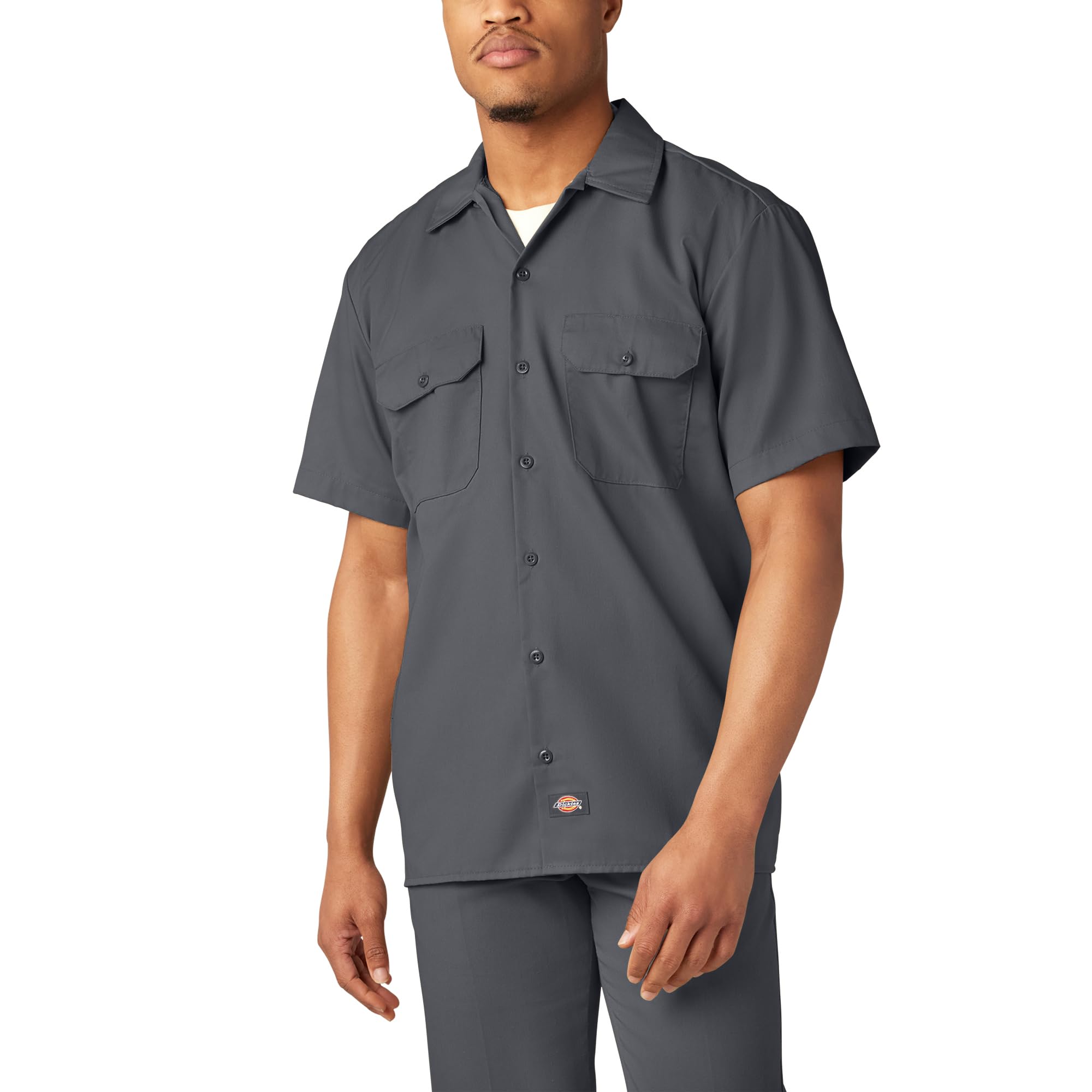 DICKIES Men's Short Sleeve Twill Work Shirt - Button-Front