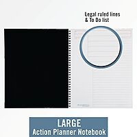Cambridge Notebook, Business Notebook, 8-1/4" x 11", 80 Sheets, Ruled, Action Planner, Flexible Cover, Wirebound, Gray (06064) 11" x 8-1/4"