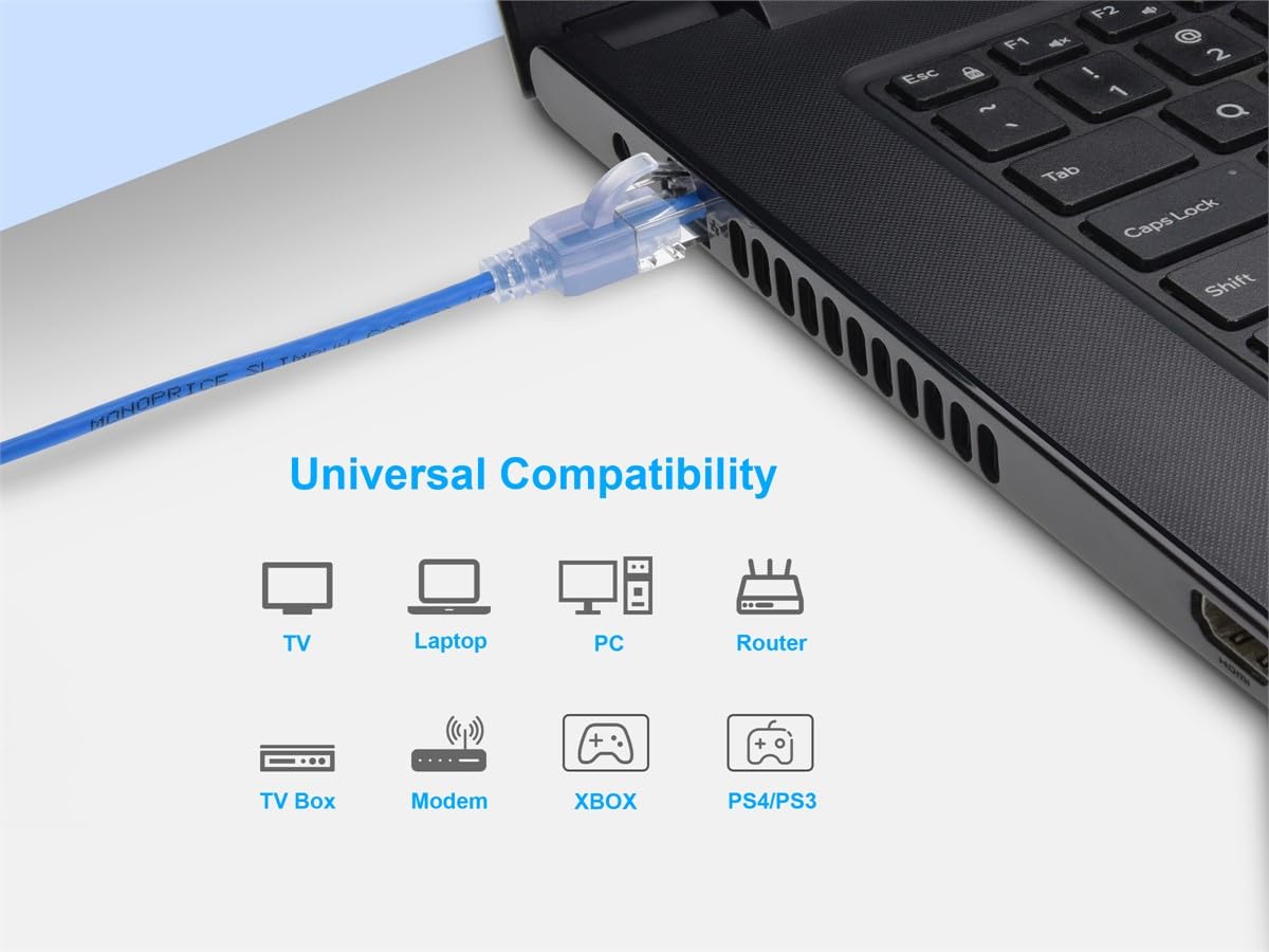 Monoprice SlimRun Cat6A Ethernet Patch Cable - 30AWG UTP Snagless RJ45 10G