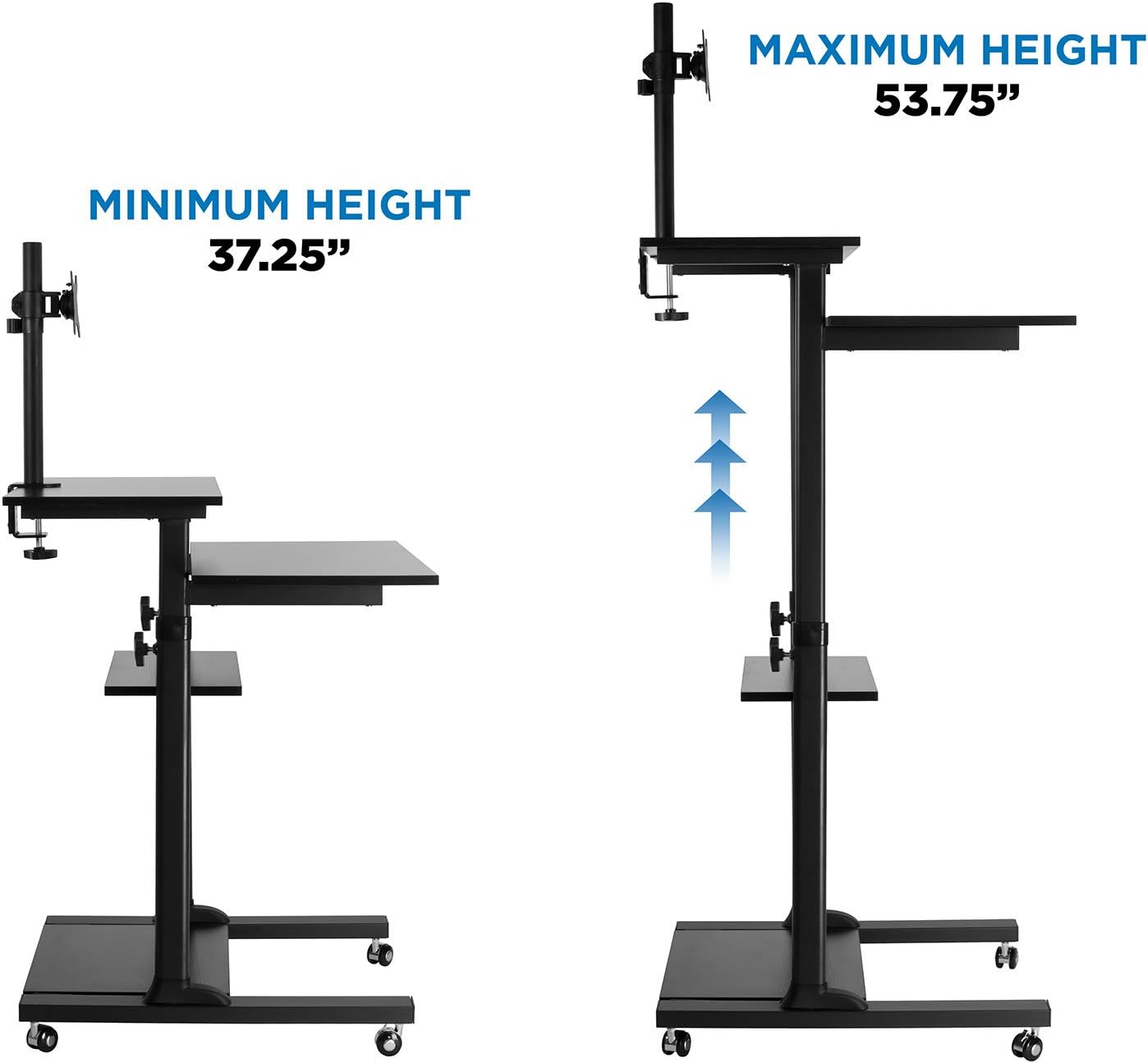 Mount-It! Mobile Computer Cart with Monitor Mount for Screen up to 32", Portable Desk on Wheels