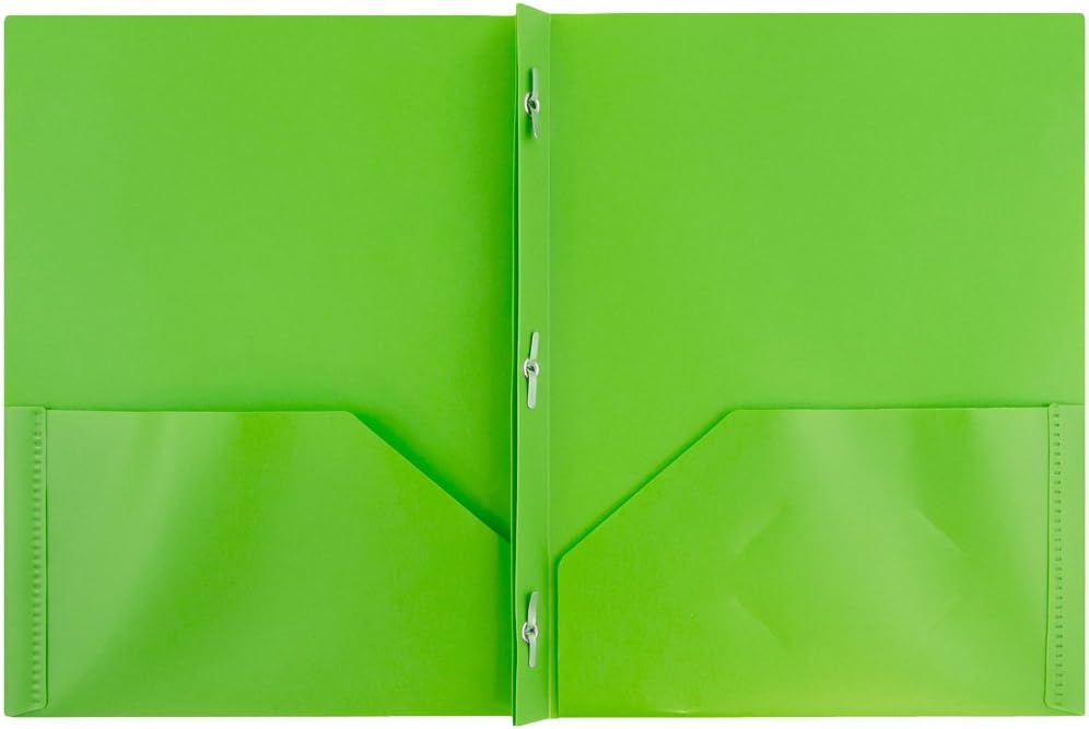 JAM Paper Plastic 2-Pocket POP Folders with Metal Prongs