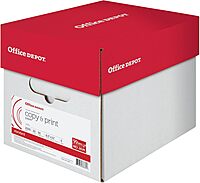 Office Depot Multi-Use Printer & Copy Paper, 5 Reams, White, Letter (8.5in x 11in), 2500 Sheets Per Case, 20 Lb