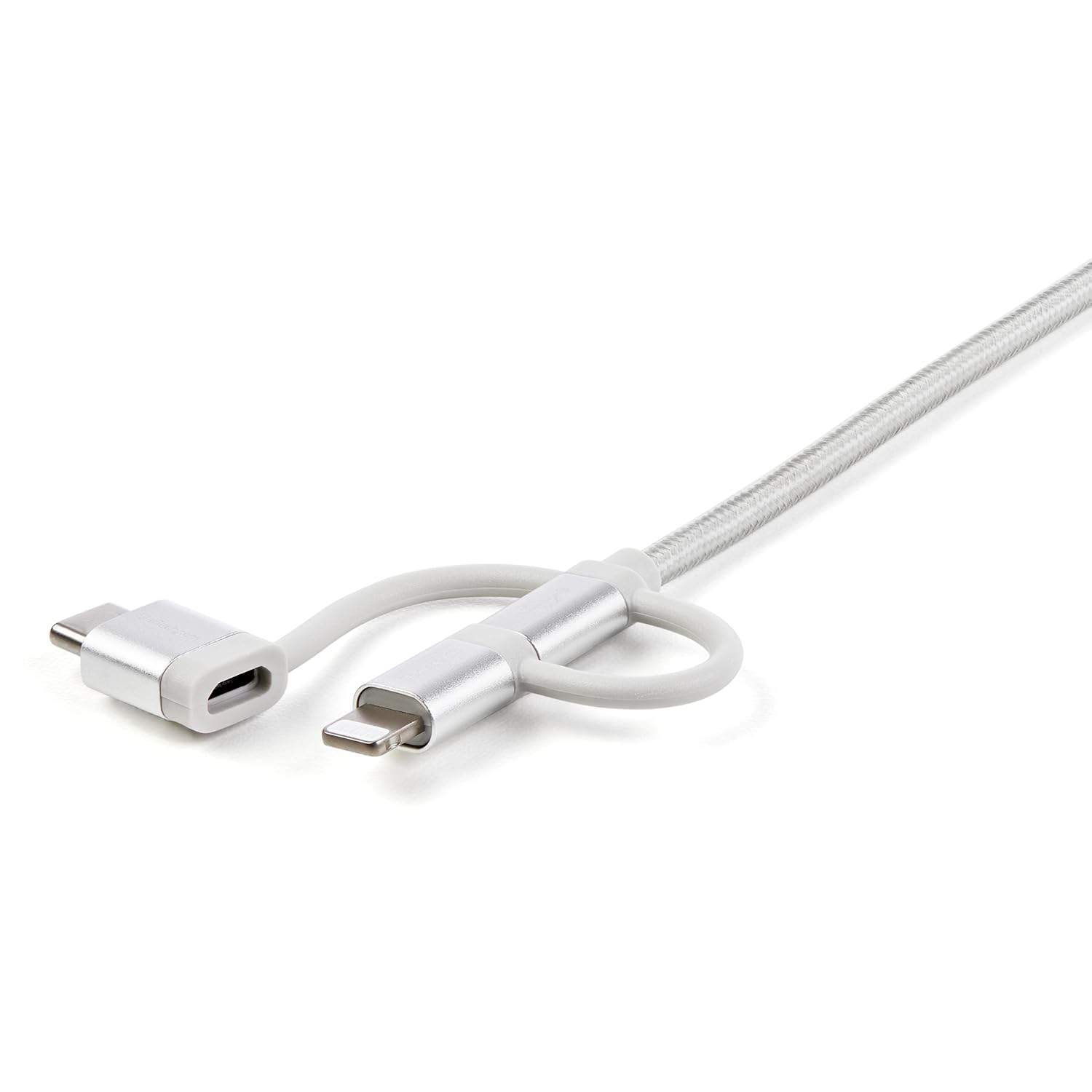 StarTech.com 6ft (1.8m) USB Multi-Charging Cable, USB to Lightning/USB-C/Micro-USB, Apple MFi Certified, Braided Charger Cord