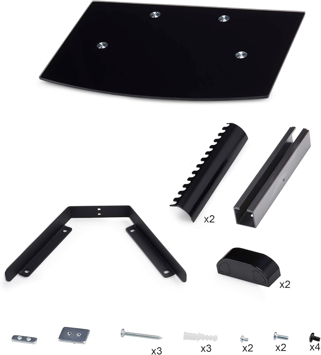 StarTech.com Floating Wall-Mounted AV Shelf, 5mm Black Tempered Glass, Adjustable Height