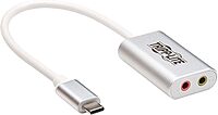 Tripp Lite USB C to 3.5mm Stero Audio Adapter for Microphone Headphones, Silver (U437-002)