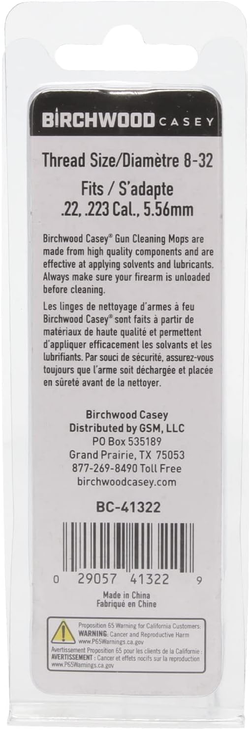 Birchwood Casey Durable Versatile Gun Maintenance Scrubbing Cleaning Cotton Bore Mop