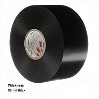 3M Scotchrap Vinyl Corrosion Protection Tape 50, Unprinted, 2 in x 100 ft, Black, 1 Roll, Premium Grade, 10 mil Thick