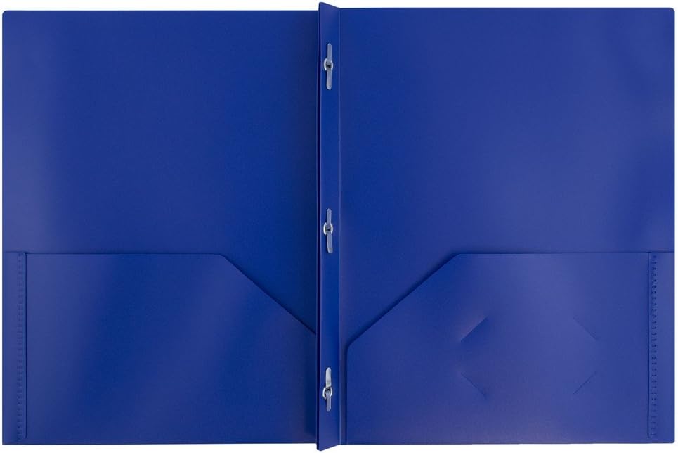 JAM Paper Plastic 2-Pocket POP Folders with Metal Prongs