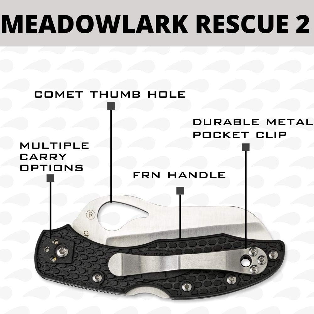 Byrd Meadowlark 2 Rescue Lightweight Knife with 3.05" Stainless Steel Sheepfoot Blade and High Performance Black FRN Handle