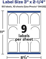 Avery Durable Waterproof Arched Labels, Sure Feed Technology, 3" x 2.25", Print-to-The-Edge