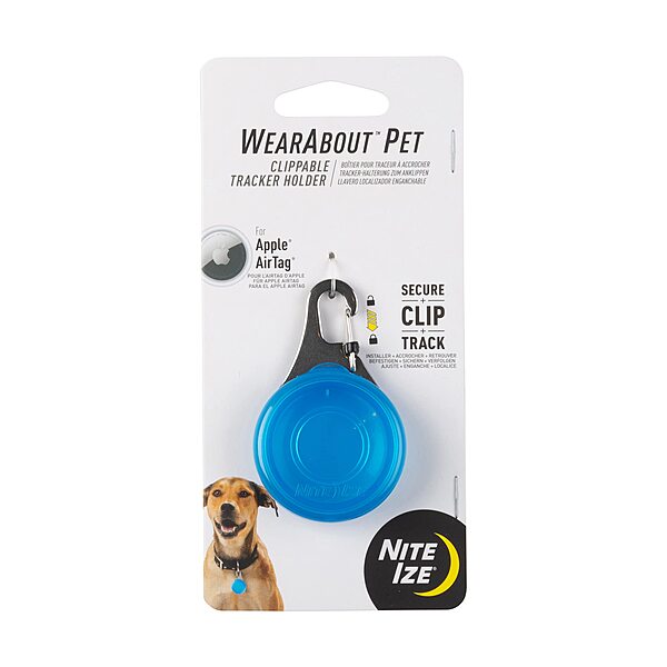 NITE IZE WearAbout Pet Clippable Tracker Holder for Apple AirTag with Locking Carabiner
