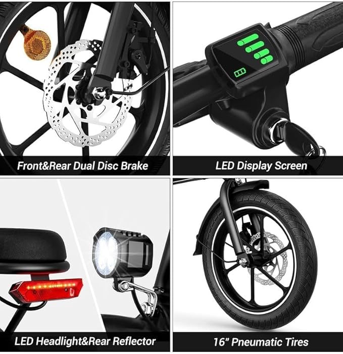 WINDHORSE Folding Electric Bike with 350W High Speed Motor|W2A black| 36V 8AH Battery| 40 KM/H Speed| 35 KM