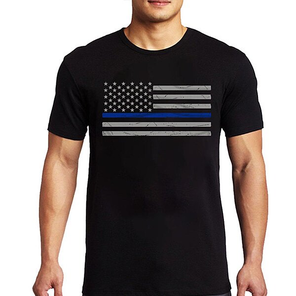 THIN BLUE LINE USA Classic Thin Blue Line Flag T-Shirt for Men