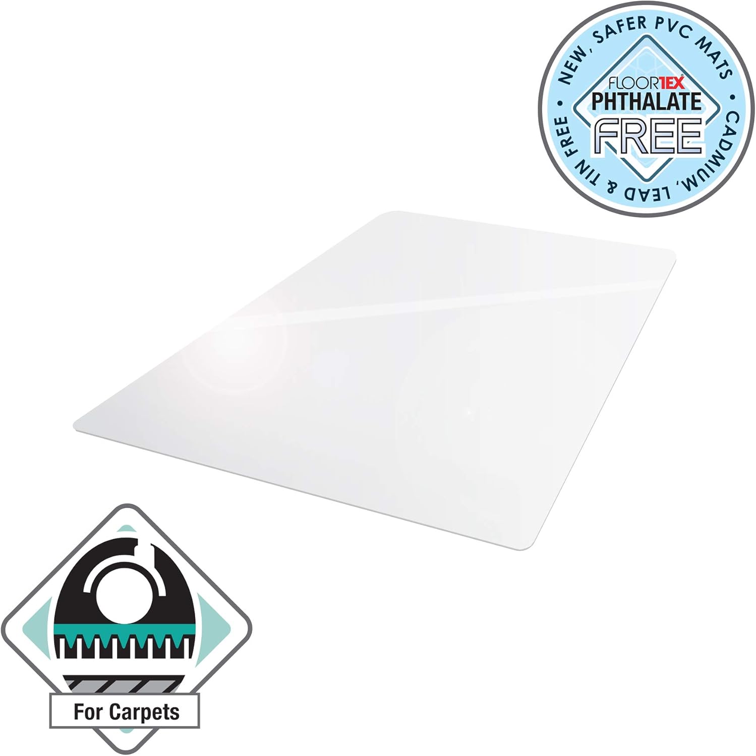 FLOORTEX Phthalate-Free Clear PVC Vinyl Chair Mat for Low-Pile Carpet