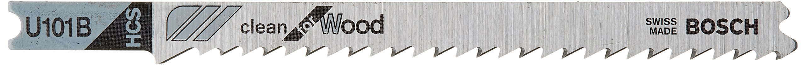 BOSCH U101B 5-Piece 4 In. 10 TPI Variable Pitch Clean for Wood U-shank Jig Saw Blades, Silver metallic