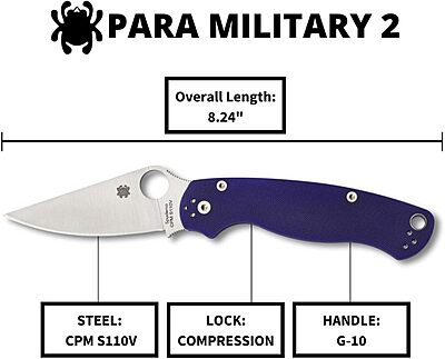 Spyderco Para Military 2 Folding Knife with G-10 Handle