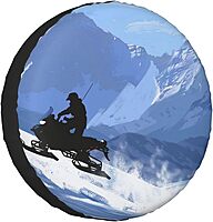 Snowmobile Printed Spare Tire Cover 17 Inch - Waterproof Wheel Covers Protectors - Universal Fit for Car, Trailer, Auto, SUV