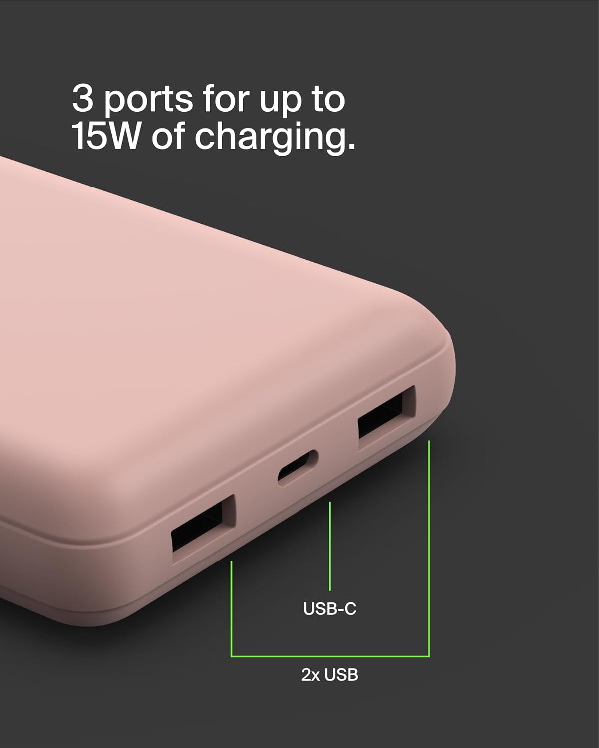 BELKIN Portable Charger, USB-C Power Bank 20,000 mAh with USB-C & 2x USB-A Ports