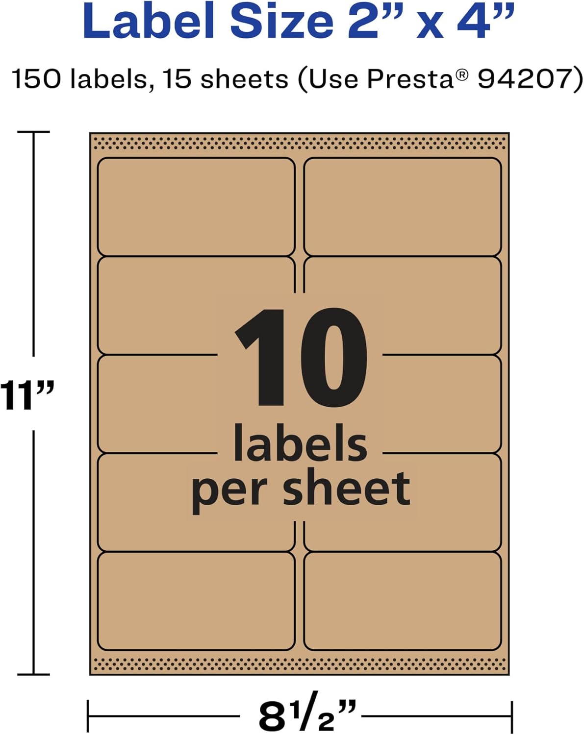 AVERY Kraft Brown Rectangle Labels, Sure Feed Technology, 2 x 4