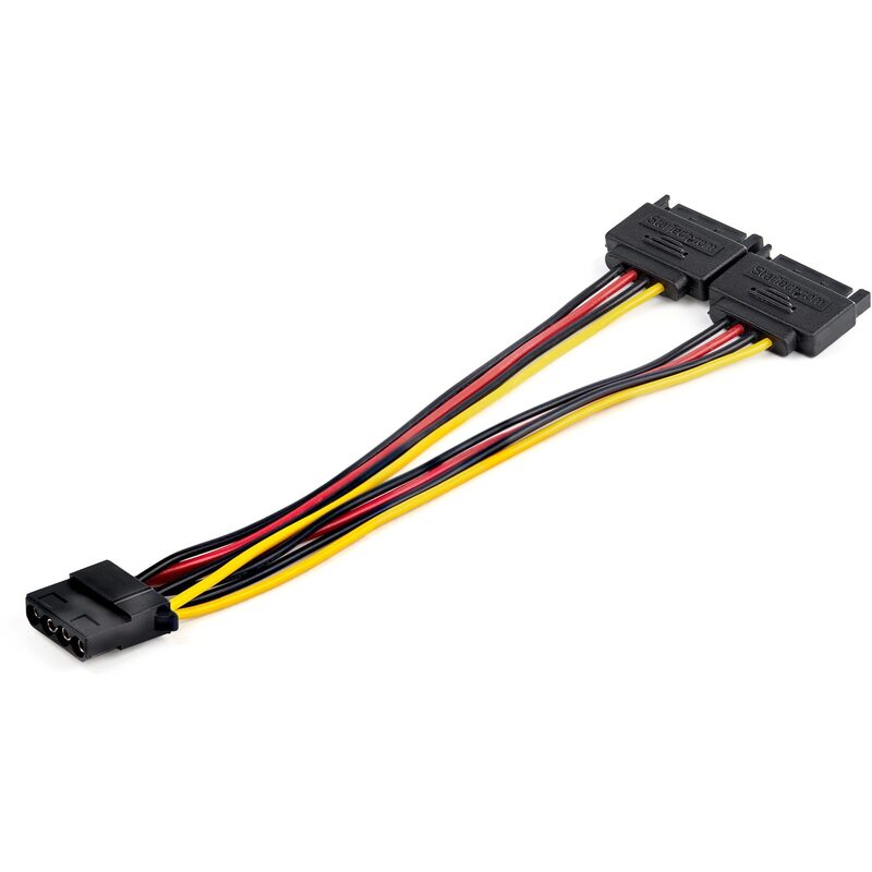 StarTech.com Dual SATA to LP4 Power Doubler Cable Adapter 2 SATA to 4 Pin LP4 Internal PC Peripheral Power Supply Connector