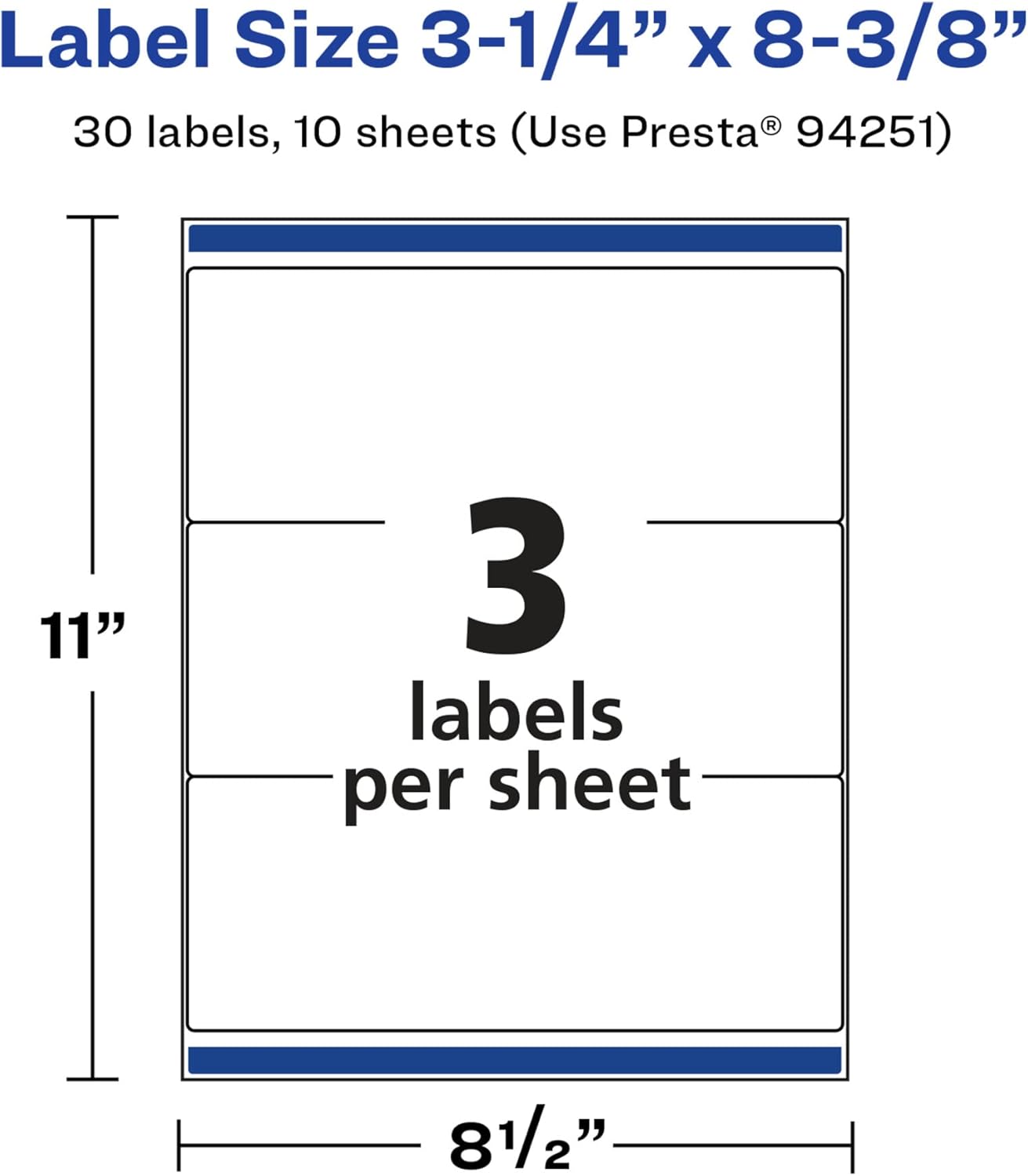 AVERY Glossy White Rectangle Labels, Sure Feed Technology, 3-1/4" x 8-3/8"