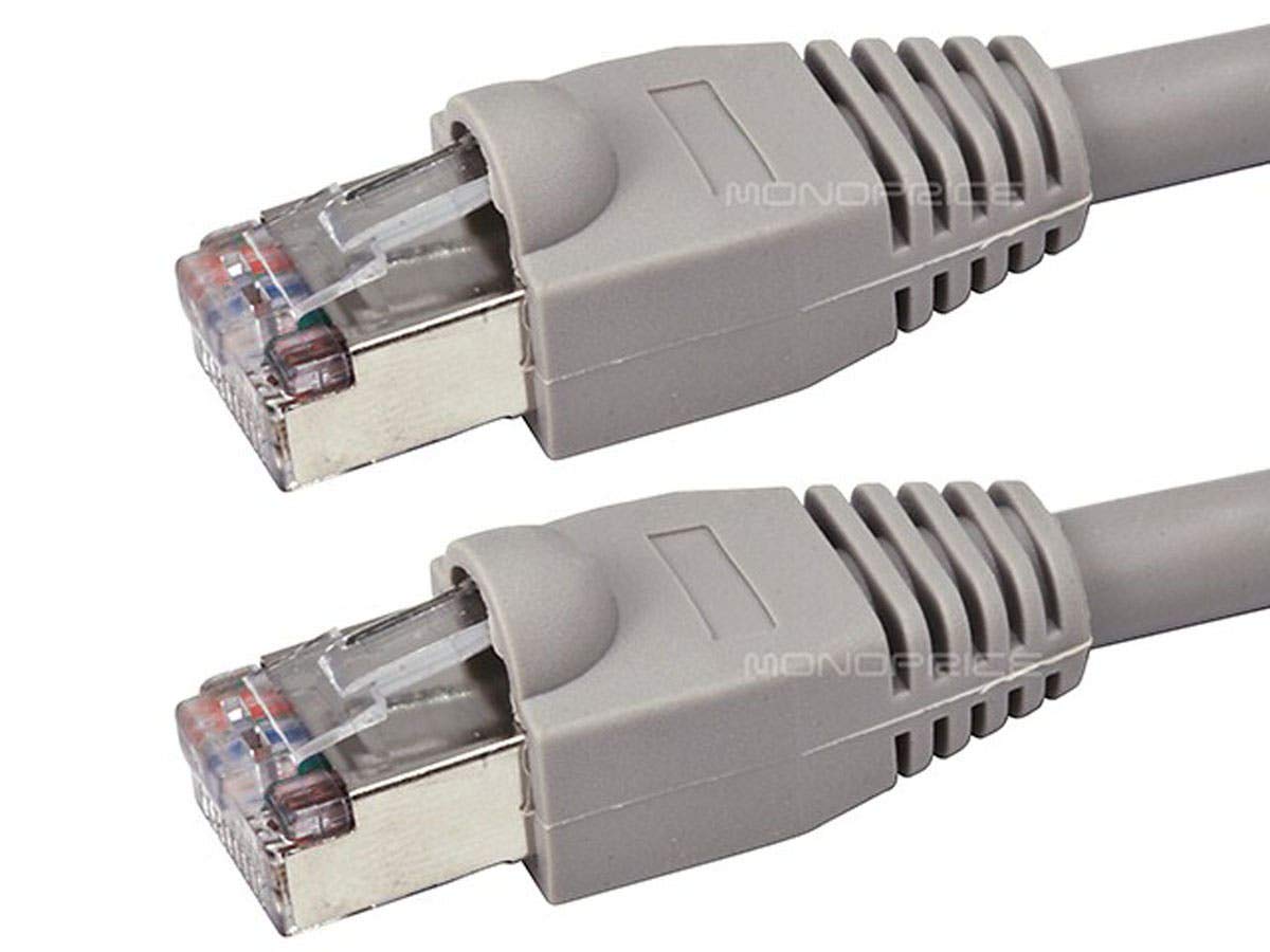 Monoprice 3FT 24AWG Cat5e 350MHz STP Ethernet Bare Copper Network Cable - Gray Gray 3 Feet