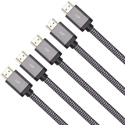 Monoprice 8K Certified Braided Ultra High Speed HDMI Cable - HDMI 2.1, 48Gbps, CL2 In-Wall Rated