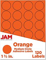 JAM PAPER Circle Label Sticker Seals - 1 2/3 Inch Diameter - 120 Round Labels/Pack