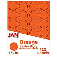 JAM PAPER Circle Label Sticker Seals - 1 2/3 Inch Diameter - 120 Round Labels/Pack
